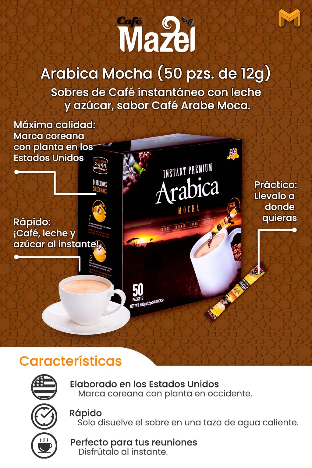 Descripción Café Mazel Arabica Mocha 50 1