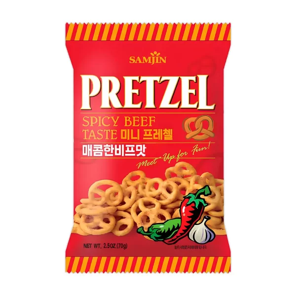 Pretzel Coreano Sabor Carne Picante Samjin 70g