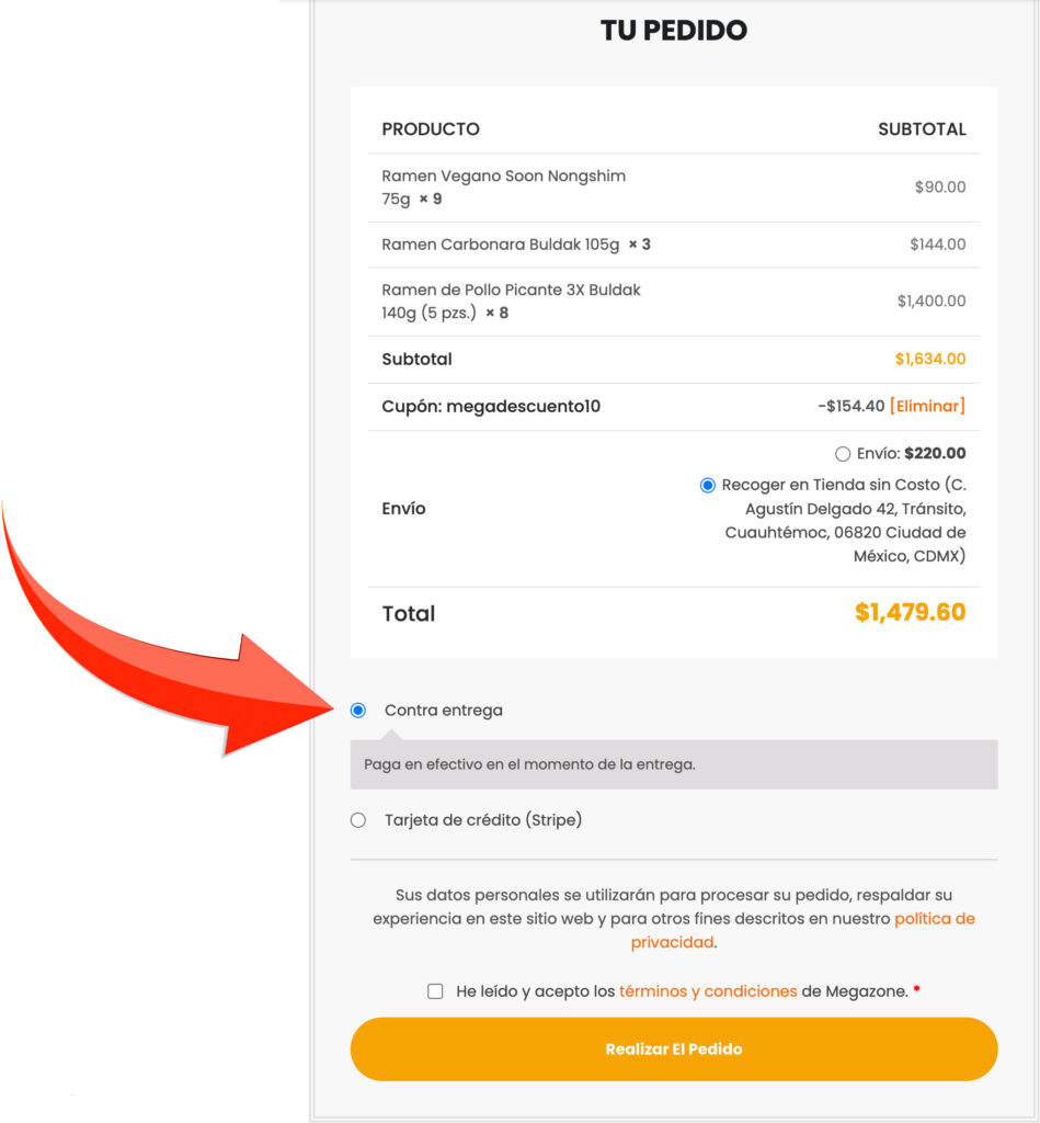 Pago a contra entrega