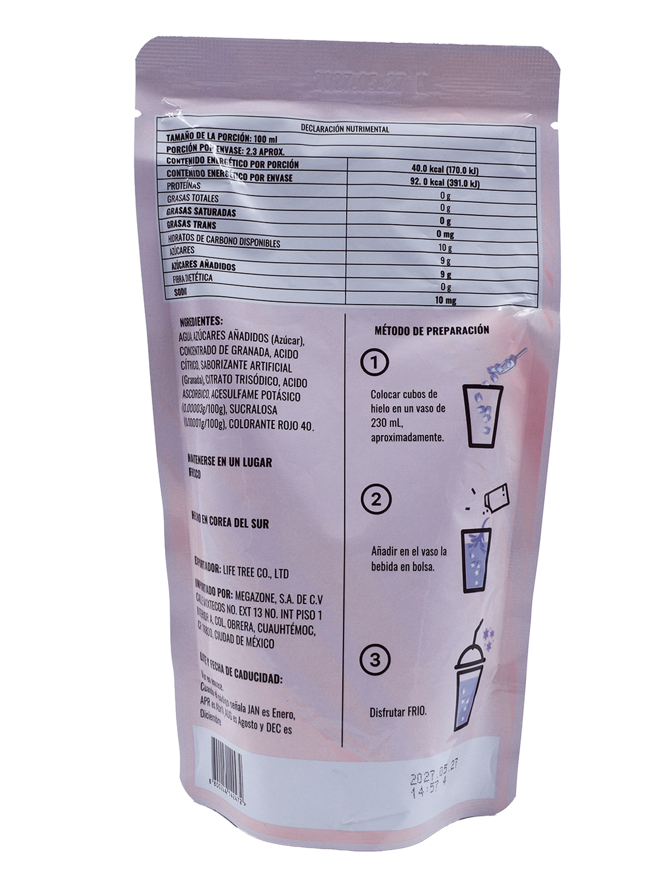 Bebida sabor Granada MEGAFOOD Bolsa 230 ml