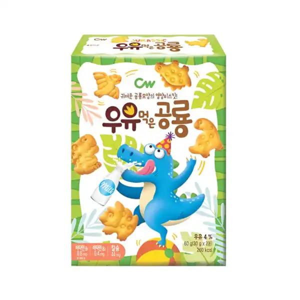 CW GALLETAS DE DINOSAURIO SABOR LECHE CAJA 60G