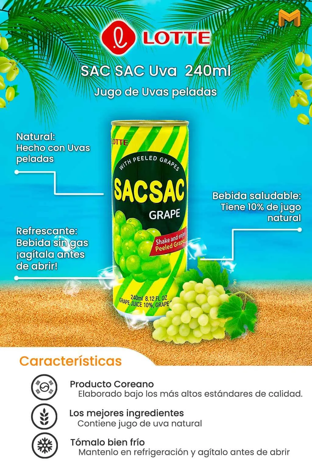 Descripción Sac Sac Naranja 240ml 1