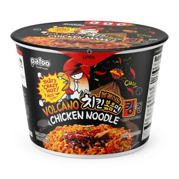 Paldo Volcano Chicken Noodle 105g - Sopa Instantánea Coreana Extra Picante Sabor Curry