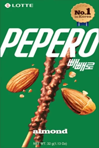 Pepero Almendras Lotte – Galleta Coreana con Chocolate y Almendras Tostadas