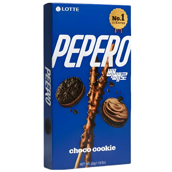 Pepero Choco Cookie Lotte 39g – Galleta Coreana con Crema de Chocolate y Trocitos de Galleta